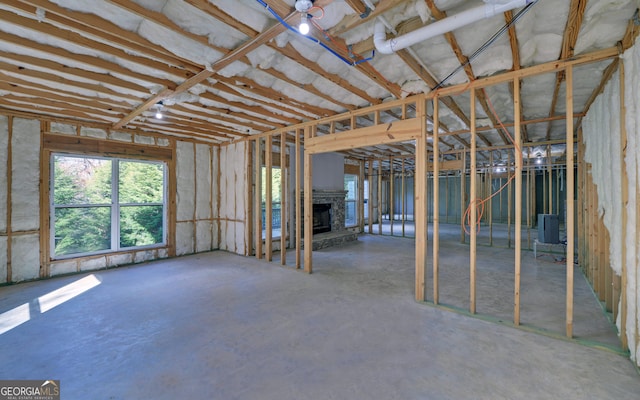 miscellaneous room with a fireplace