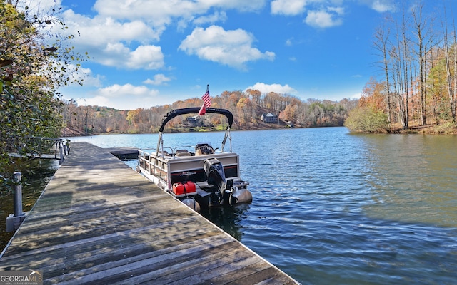 view of dock featuring a water view