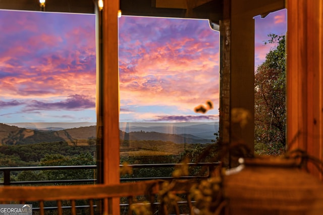 interior space featuring a mountain view