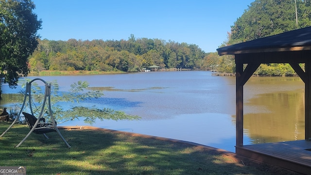 view of dock featuring a water view