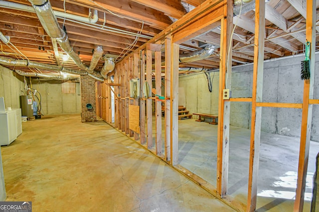 basement with water heater