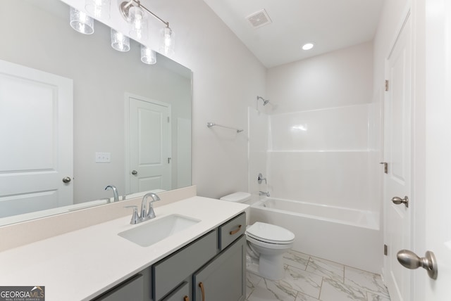 4060 Holstein Hl Unit 104, Columbus, GA 31904 - full bathroom with vanity,  shower combination, marble finish floor, toilet, and visible vents