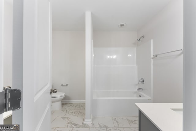 4060 Holstein Hl Unit 104, Columbus, GA 31904 - full bathroom with vanity, marble finish floor, toilet, and shower / washtub combination