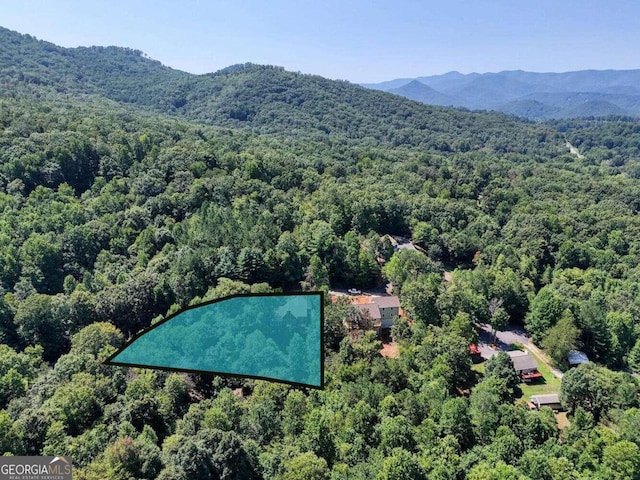 aerial view with a mountain view