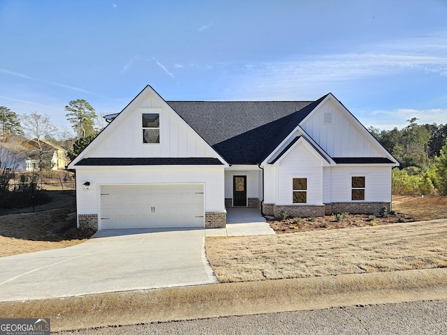 modern farmhouse with a garage