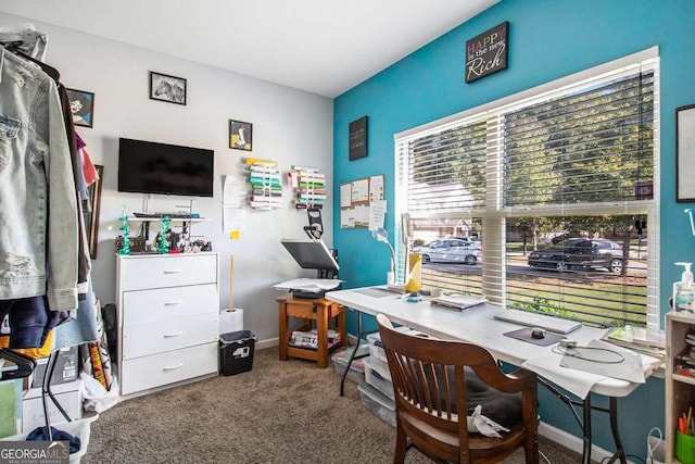 view of carpeted office space