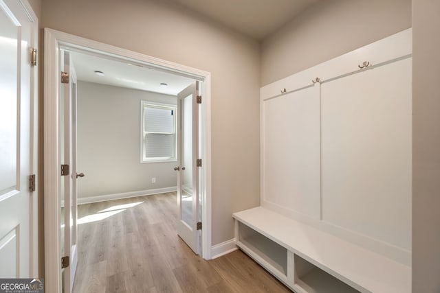 mudroom featuring light hardwood / wood-style flooring