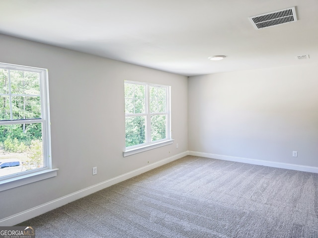 carpeted spare room featuring a healthy amount of sunlight