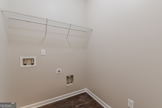 clothes washing area featuring hookup for a washing machine, dark hardwood / wood-style flooring, and electric dryer hookup