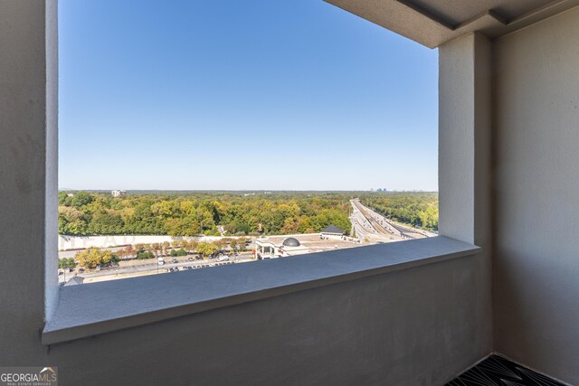 balcony with a view of trees