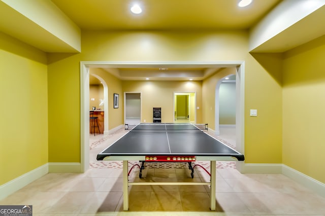 playroom with light tile patterned flooring