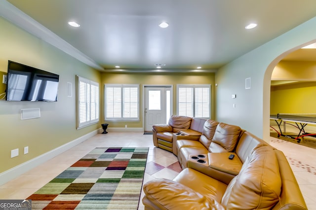 view of tiled living room