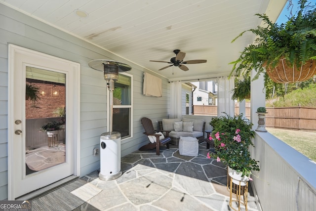 view of patio / terrace with covered porch and ceiling fan