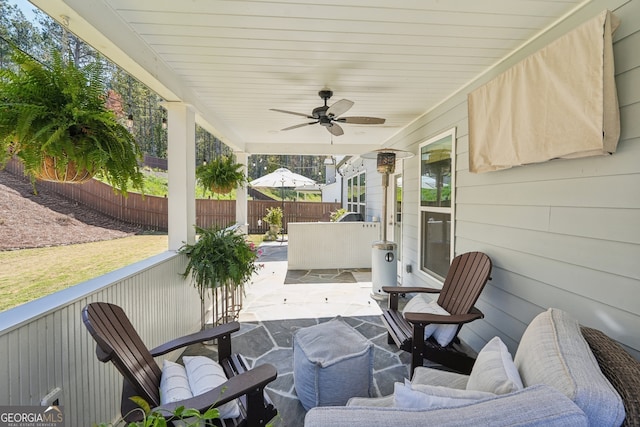 view of patio with ceiling fan