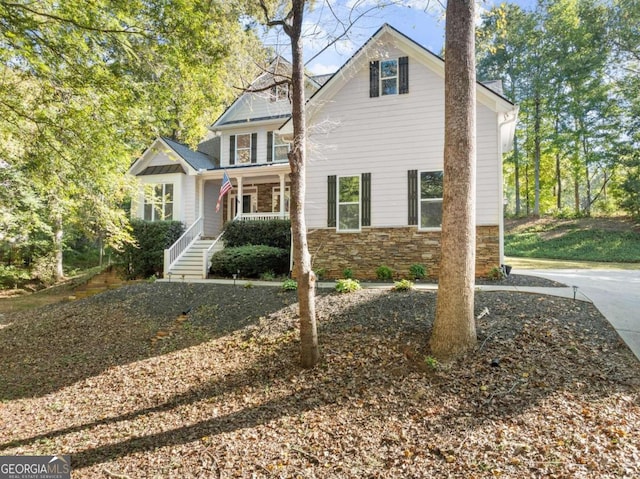 view of front property with covered porch