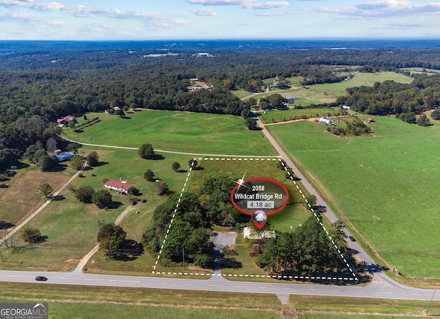 aerial view featuring a rural view