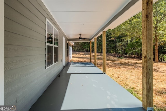 view of patio / terrace featuring ceiling fan