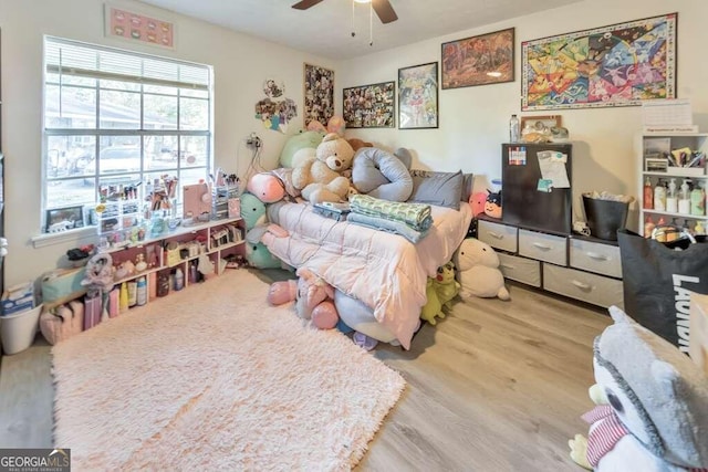 83 Sunset Ln, Newnan, GA 30263 - bedroom with ceiling fan and wood finished floors