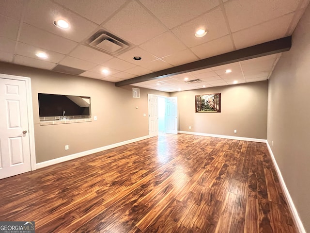 basement featuring hardwood / wood-style floors