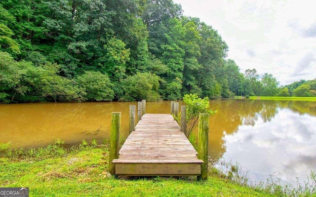 view of dock featuring a water view