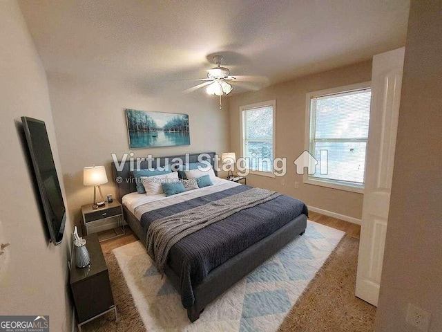 bedroom featuring ceiling fan