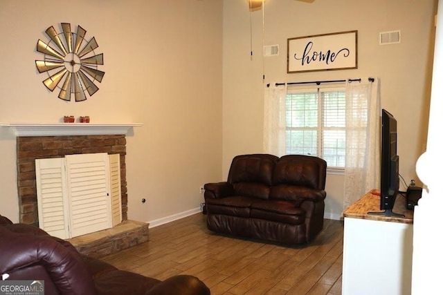 living room featuring hardwood / wood-style flooring