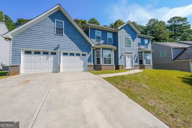 view of front of property with a front lawn