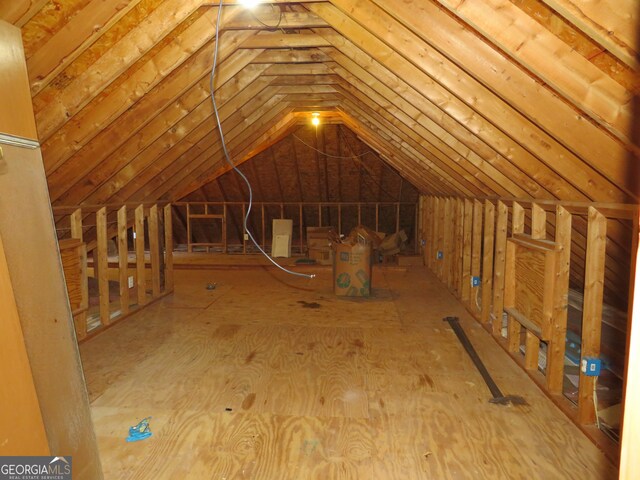 view of unfinished attic