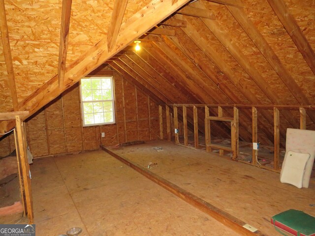 view of unfinished attic