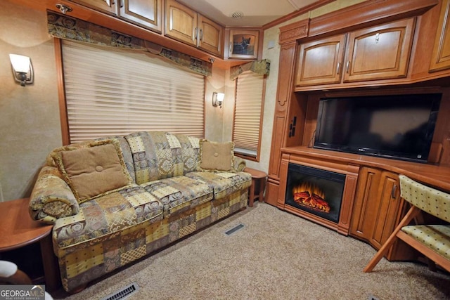 living room with carpet floors