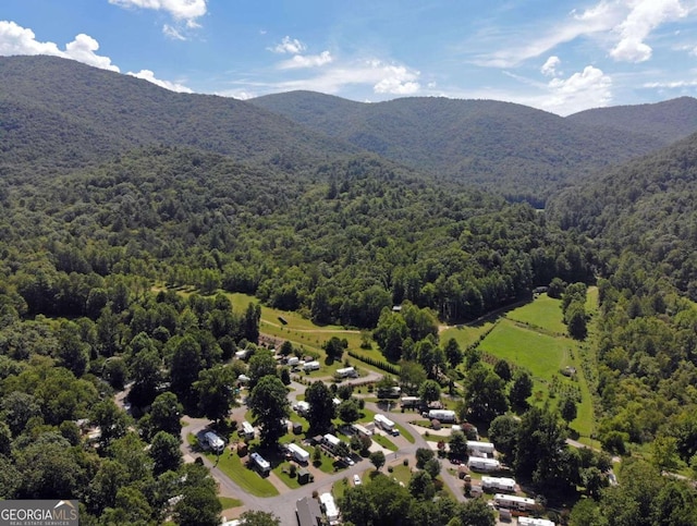 bird's eye view with a mountain view