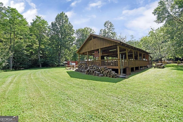 view of yard featuring a deck