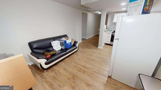 living room with light wood-type flooring