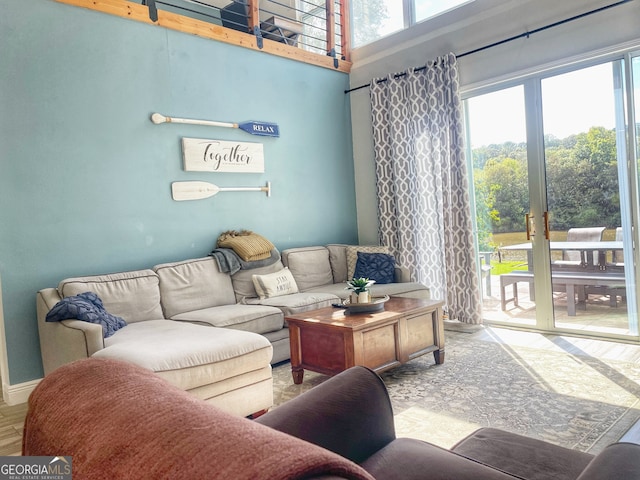 living room with hardwood / wood-style flooring