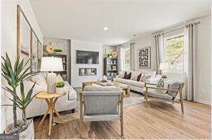 living area featuring light wood finished floors