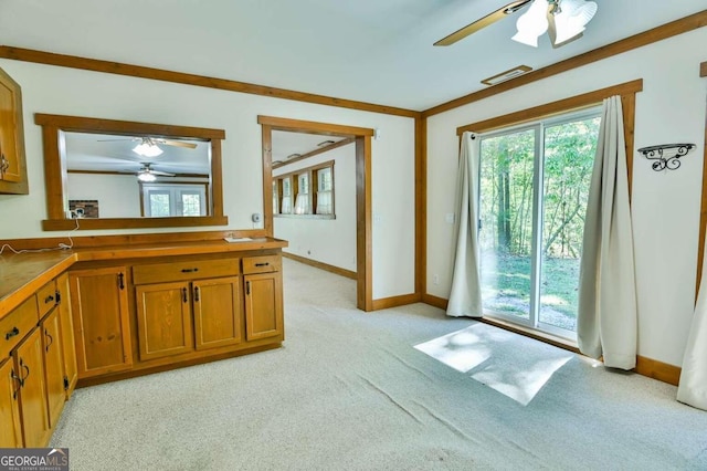 interior space featuring light carpet and plenty of natural light