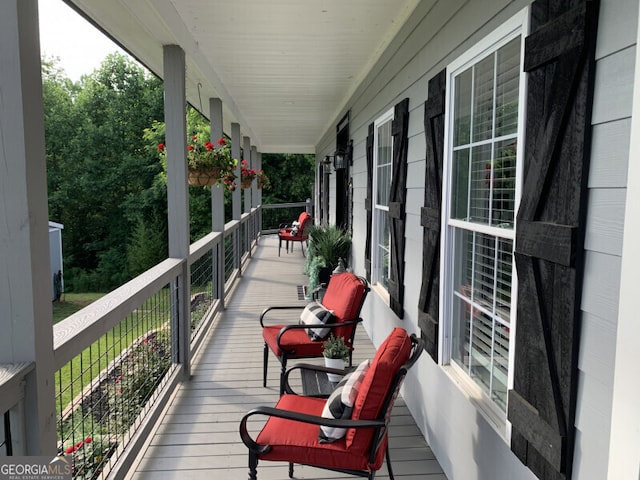 wooden deck with covered porch