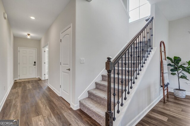 22 Allston Ln, Savannah, GA 31407 - stairway featuring baseboards and wood finished floors