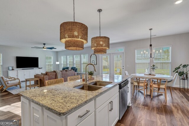 22 Allston Ln, Savannah, GA 31407 - kitchen with dark wood-style flooring, a healthy amount of sunlight, a sink, and dishwasher