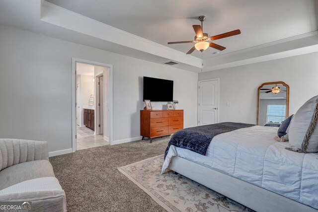 22 Allston Ln, Savannah, GA 31407 - bedroom featuring crown molding, a raised ceiling, carpet floors, baseboards, and visible vents