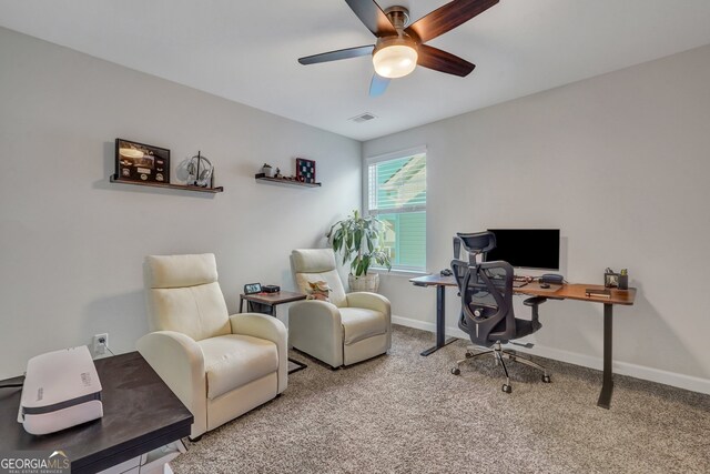 22 Allston Ln, Savannah, GA 31407 - carpeted office featuring visible vents, a ceiling fan, and baseboards