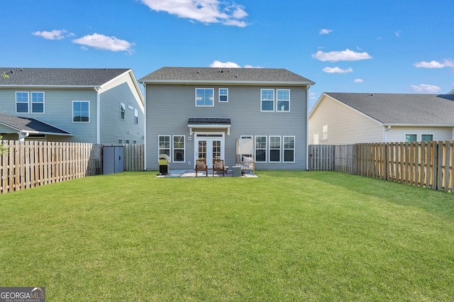 22 Allston Ln, Savannah, GA 31407 - back of property with a lawn, a patio, and a fenced backyard