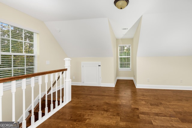 233 Cardinal Cir W, Saint Marys, GA 31558 - bonus room with visible vents, baseboards, lofted ceiling, and wood finished floors