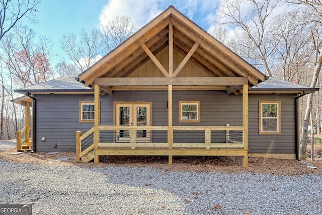 back of house with french doors