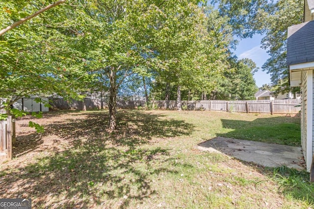 view of yard with a shed