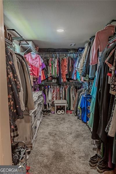 walk in closet featuring carpet