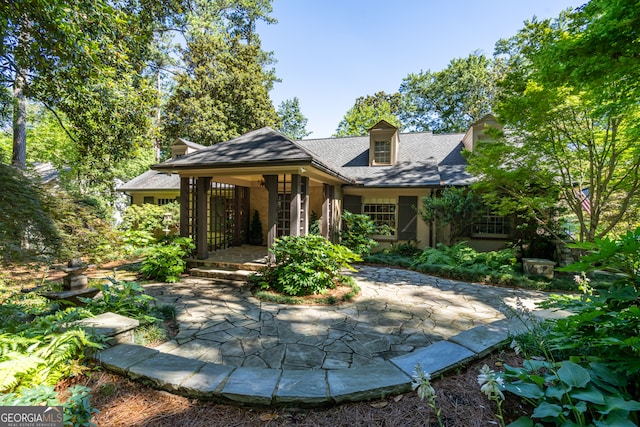 view of front of house with a patio