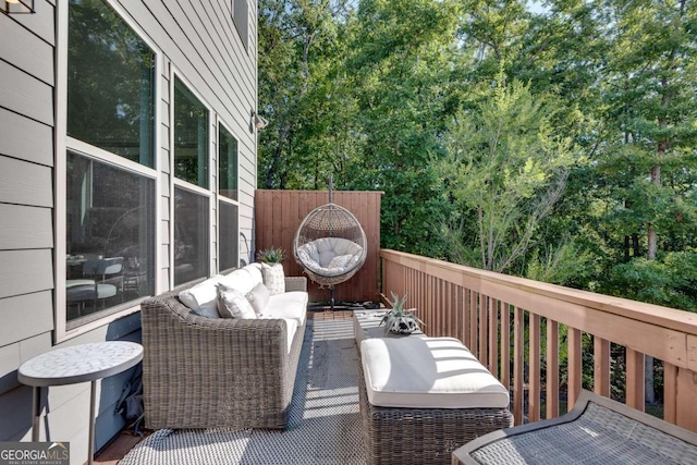 balcony featuring an outdoor living space