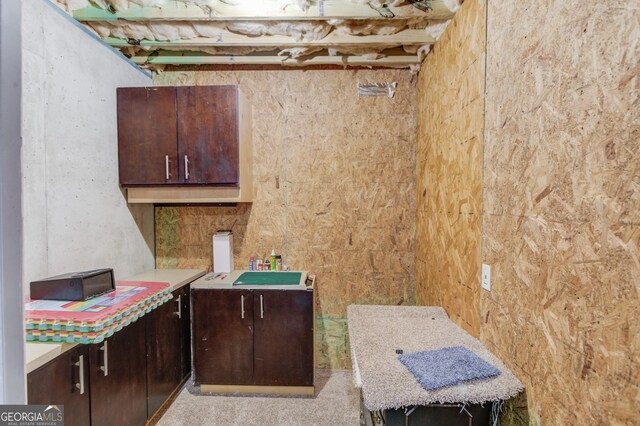 kitchen with dark brown cabinets