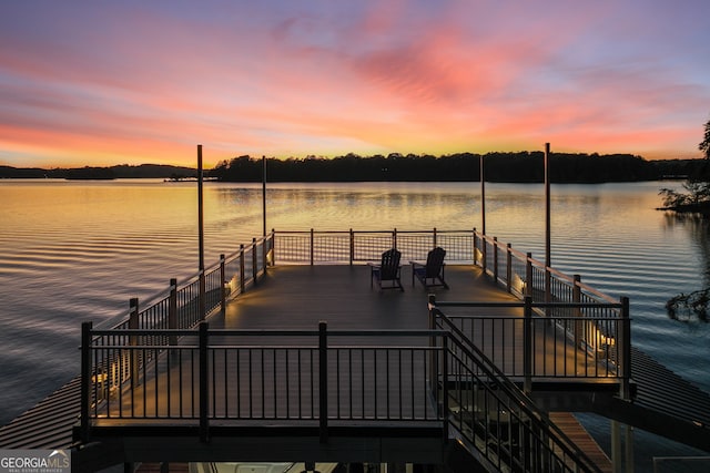 dock area featuring a water view